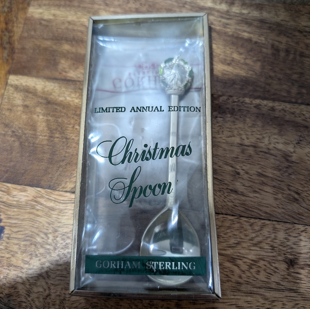 1971 Gorham Sterling Silver & Enameled Christmas Spoon In Original Box‎